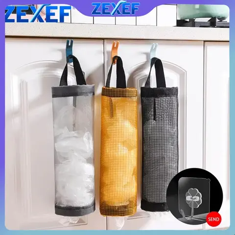 ZEXEF 식료품 가방 홀더 벽 마운트 비닐 봉투 홀더 디스펜서 교수형 보관 쓰레기 쓰레기 봉투 주방 쓰레기 주최자