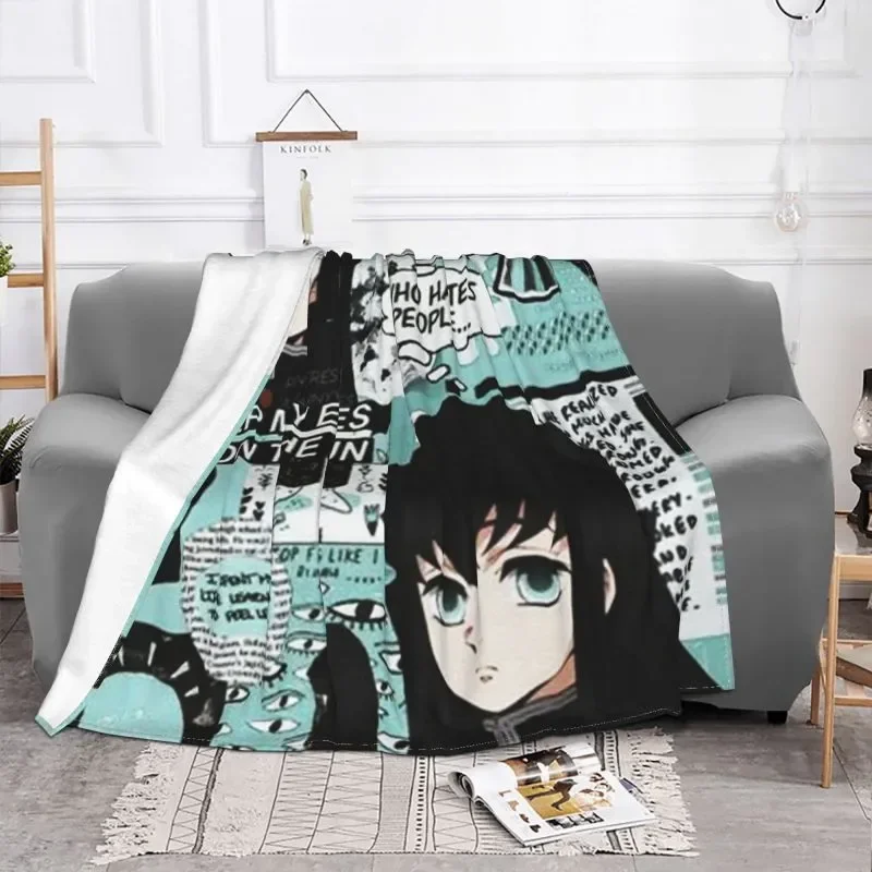 NEW Japanese Anime Demon Slayer coperta flanella Fleece Muichiro Tokito Kimetsu No Yaiba coperte da tiro ufficio camera da letto divano Quil