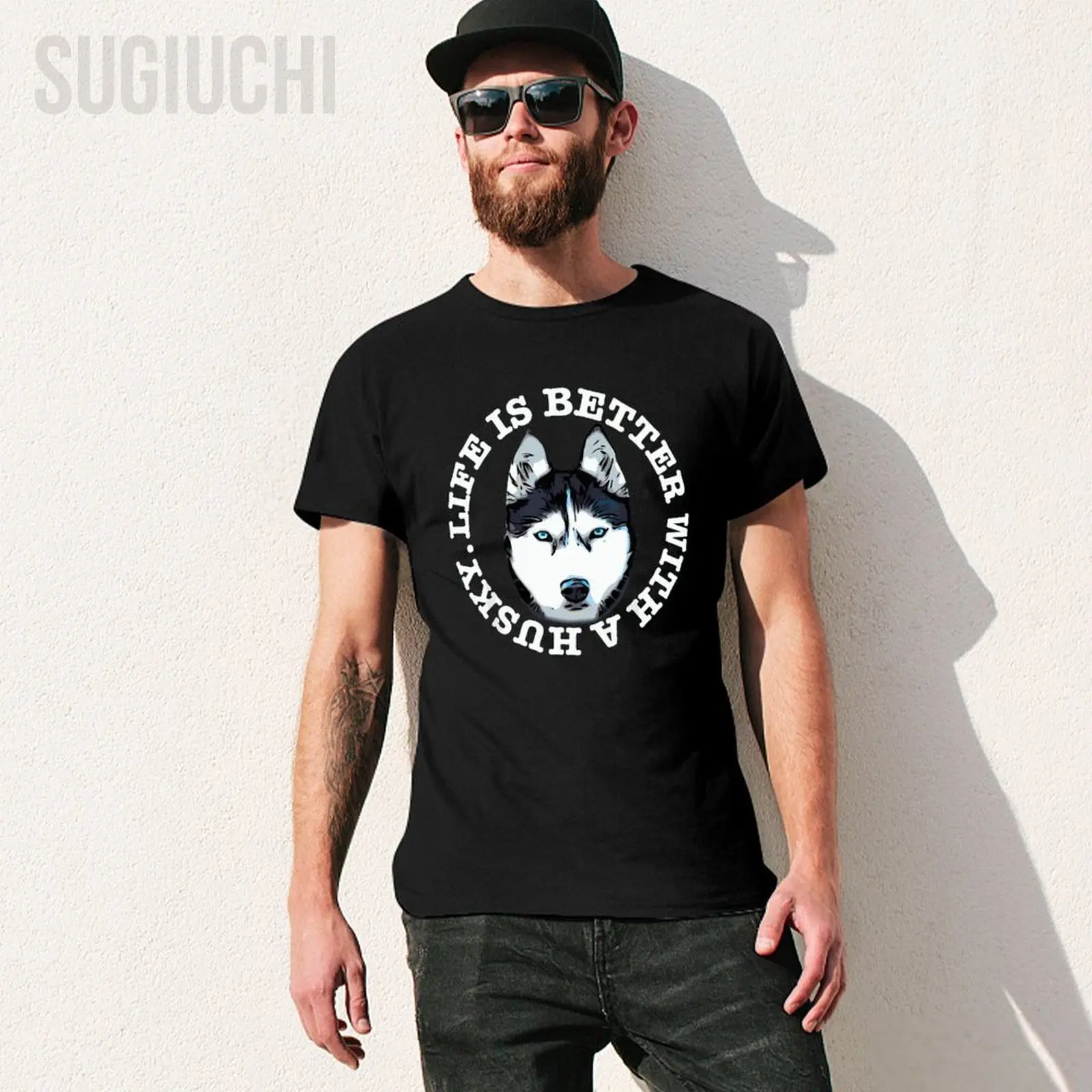 Unisex Men Life Is Better With A Siberian Husky Tshirt Tees T Shirts Women Boys 100% Cotton T-Shirt