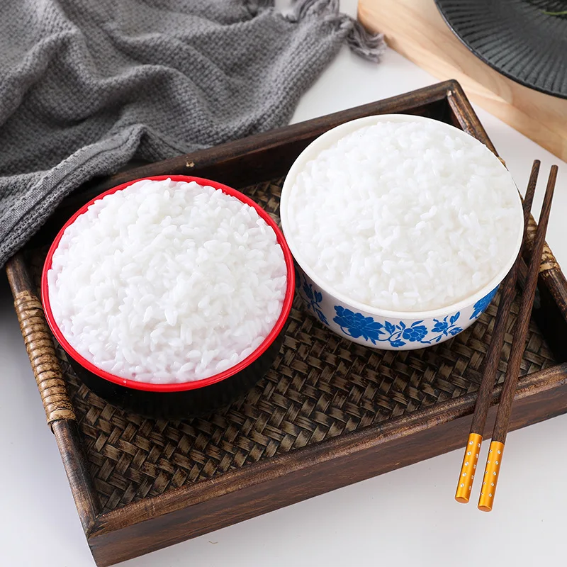 

Simulation Rice in Blue White Porcelain Bowl Artificial Fake Food Model Props Storage Box Photography Accessory Decoration