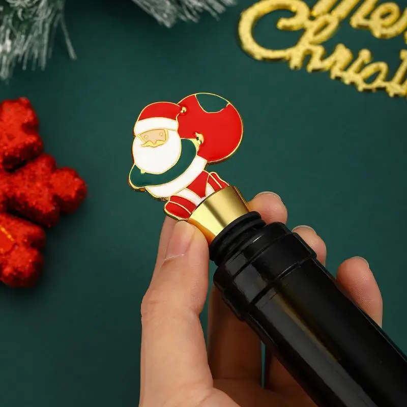 Zinc Alloy Christmas Snowman Shape Wine Stopper For Wine Champagne Fresh Keeping Bar Decor