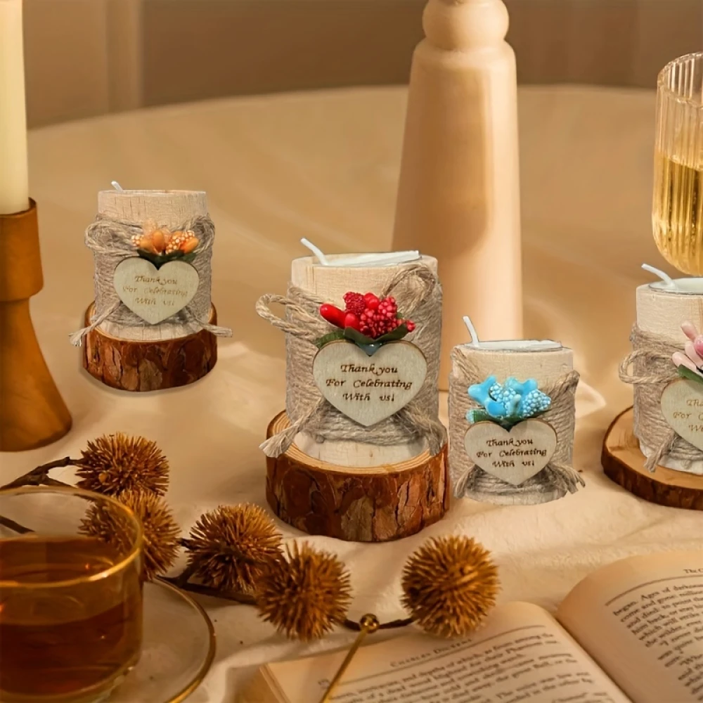 Portavelas de madera para el hogar y eventos, portavelas con vela, regalo de fiesta de boda, 1 unidad