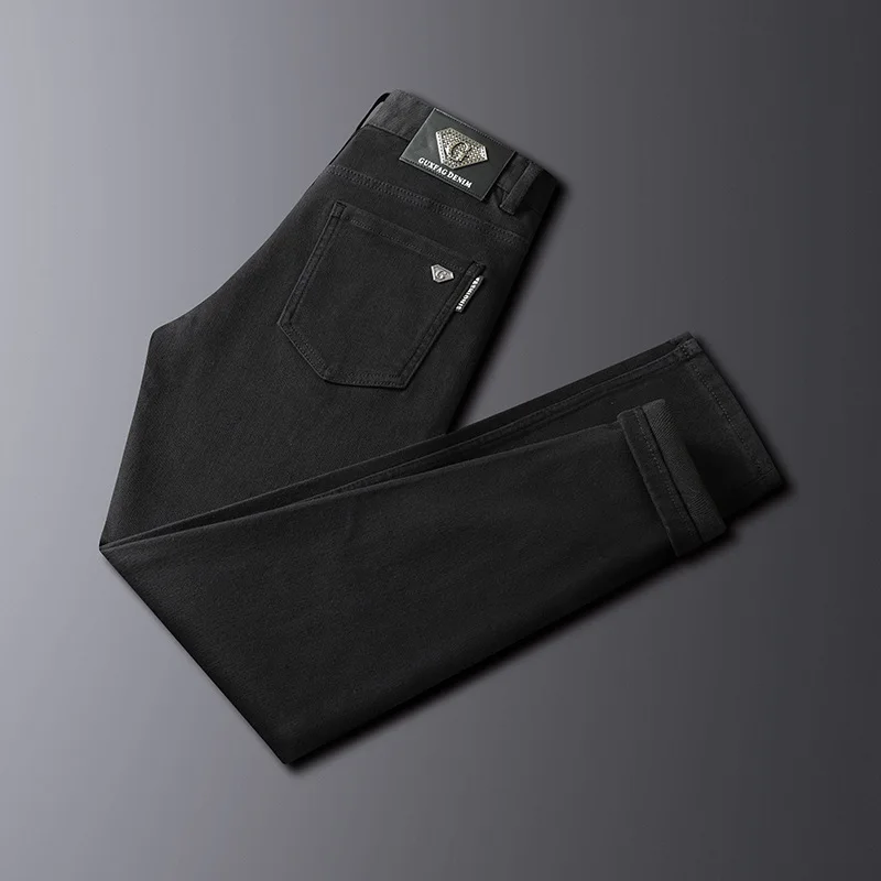 2024 Nieuwe Lichte Luxe High-End Stretchjeans Herenbroek Met Rechte Pijpen, Trendy Casual Zakelijke Lange Zwarte Broek Voor Heren