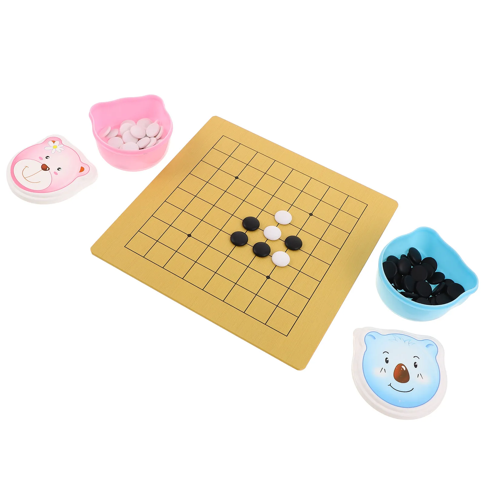 

2Sets Kids Go Game Double Sided Portable Weiqi Chess Board Plastic Stone Set for Family Brain Unique Chess Sets