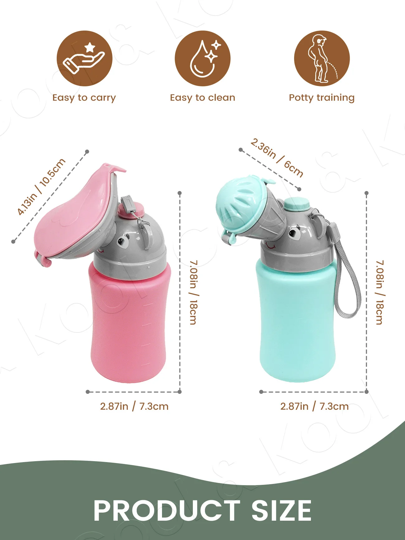 Portable Kids Travel Pee Bottle, Leak-Proof Toddler Urinal for Car Trips, Outdoor & Potty Training - view 2
