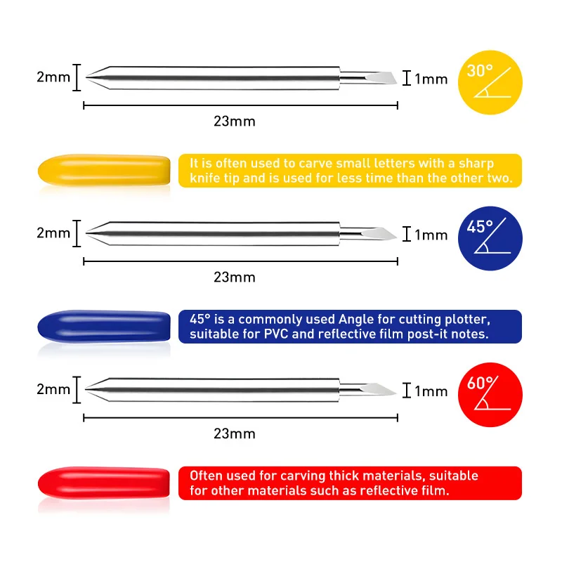 JIALING 10PC Roland Cutter Plotter Blade Letter Engraving Tools Computer Lettering Knife Engraving Bits For Lettering