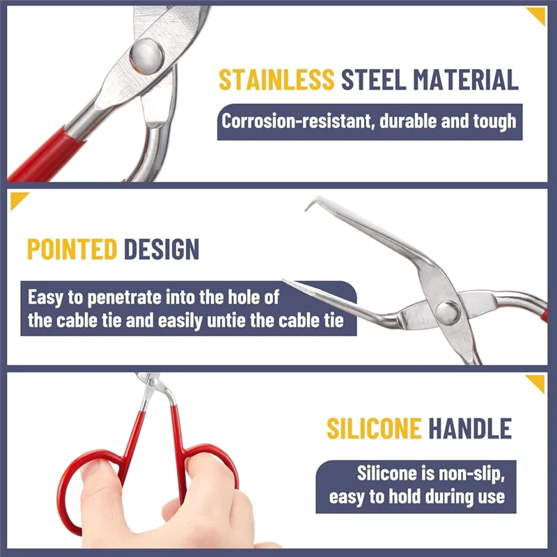 HRBAJ-2Pcs Cable Tie Opener Zip Tie Cable Tie Remover Tool With Silicone Handle And Storage Box Reusable Use Cable Tool Pocket