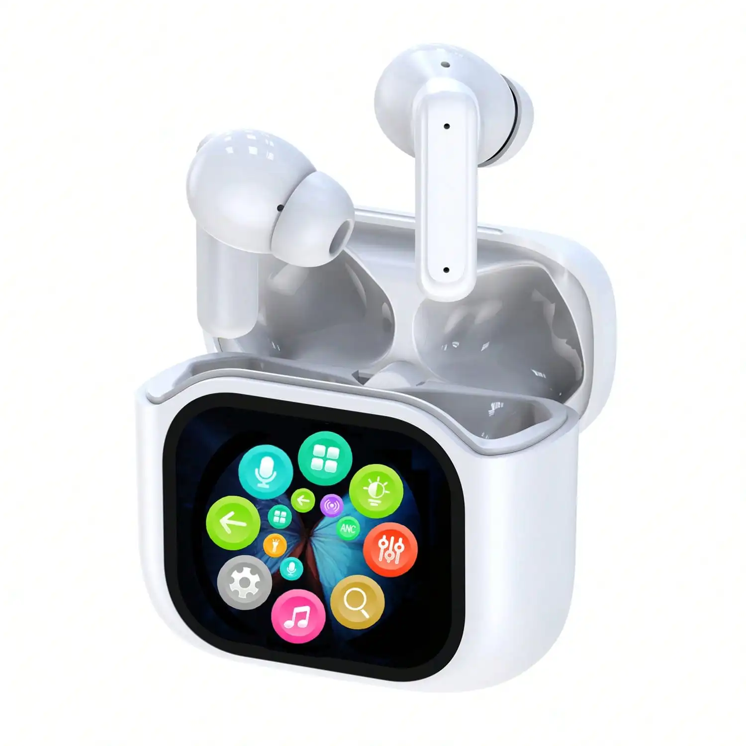 HITOZON Wireless Earbuds With Touch Control Charging Case, Stereo Earphones With Microphone, In-Ear Headphones With Bass And Noise Cancelling, Compatible With Smartphones, Computers, Laptops, Sports