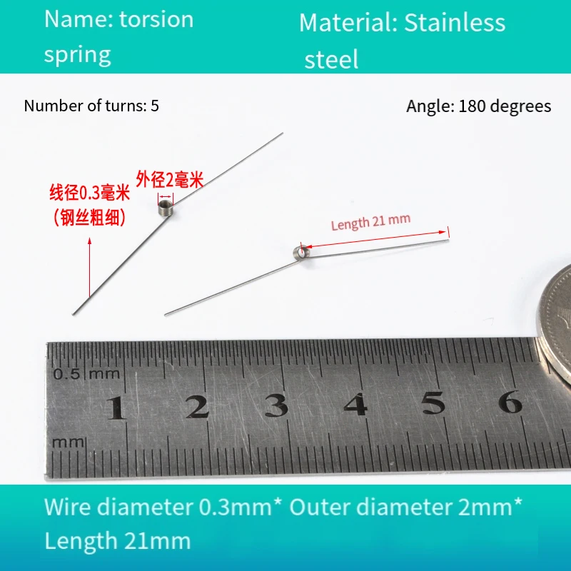 Steel Spiral V-shaped Torsion Spring, Hair Clip Spring, Steel Wire Diameter 1.6mm, Angle 60 90 120 180 Degrees, 10 Pieces