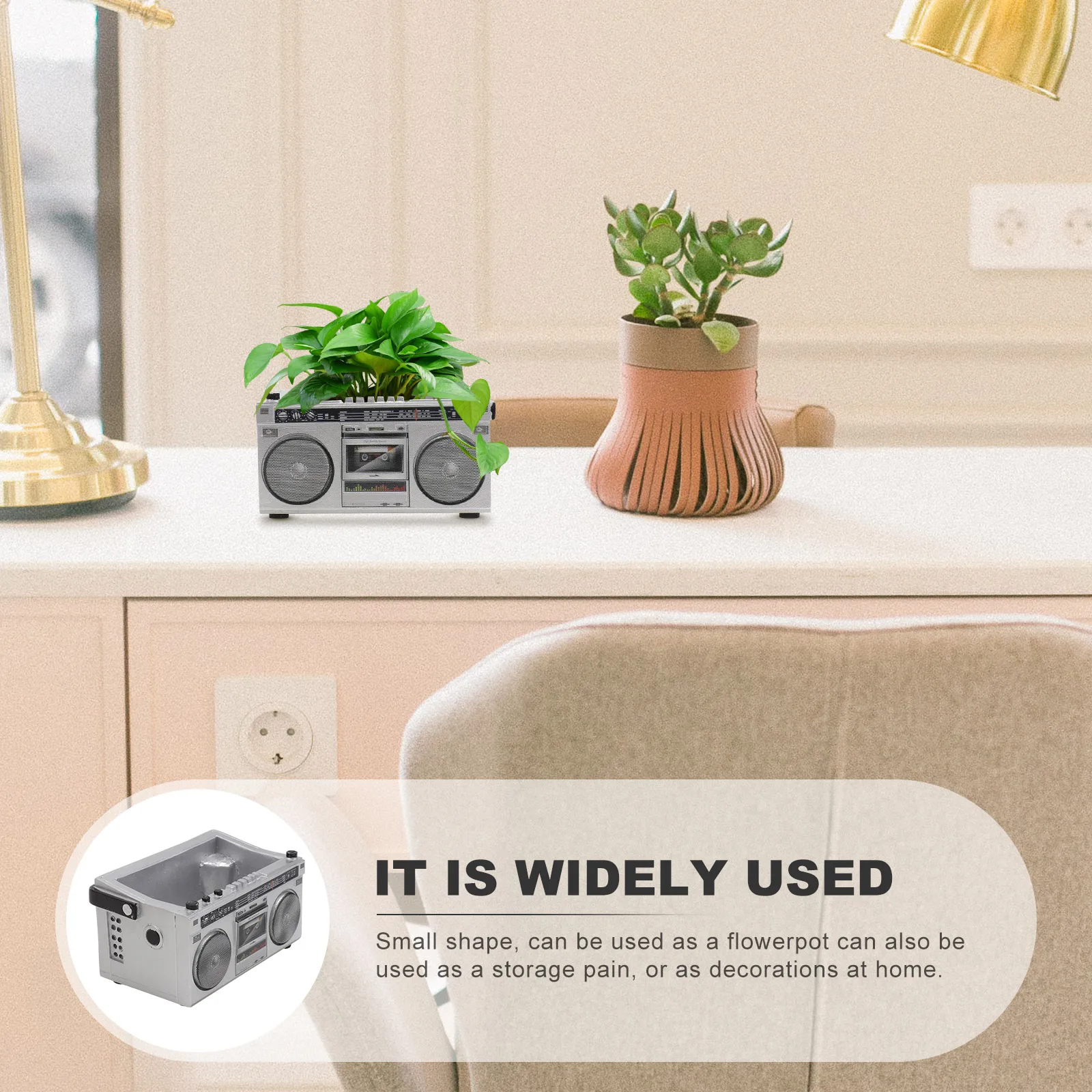 

1pc Tape Recorder Shaped Resin Flowerpot Creative Gardening Planter Decorative Container Adornment Plants Planting Pot Balcony