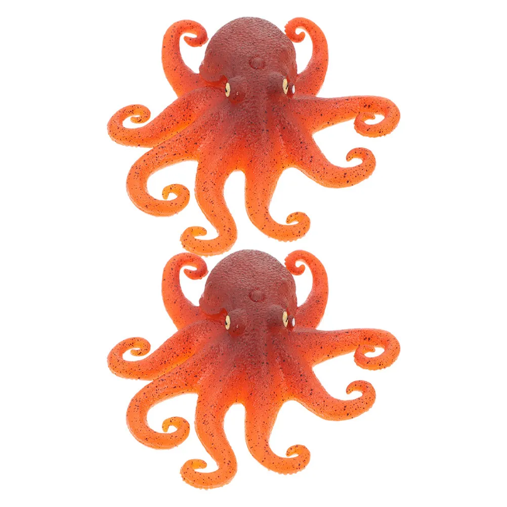 

2Pcs Octopus Figure Plastic Realistic Simulation Animal Decoration Bedroom Nursery Study Marine Animal Statue Octopus Figure