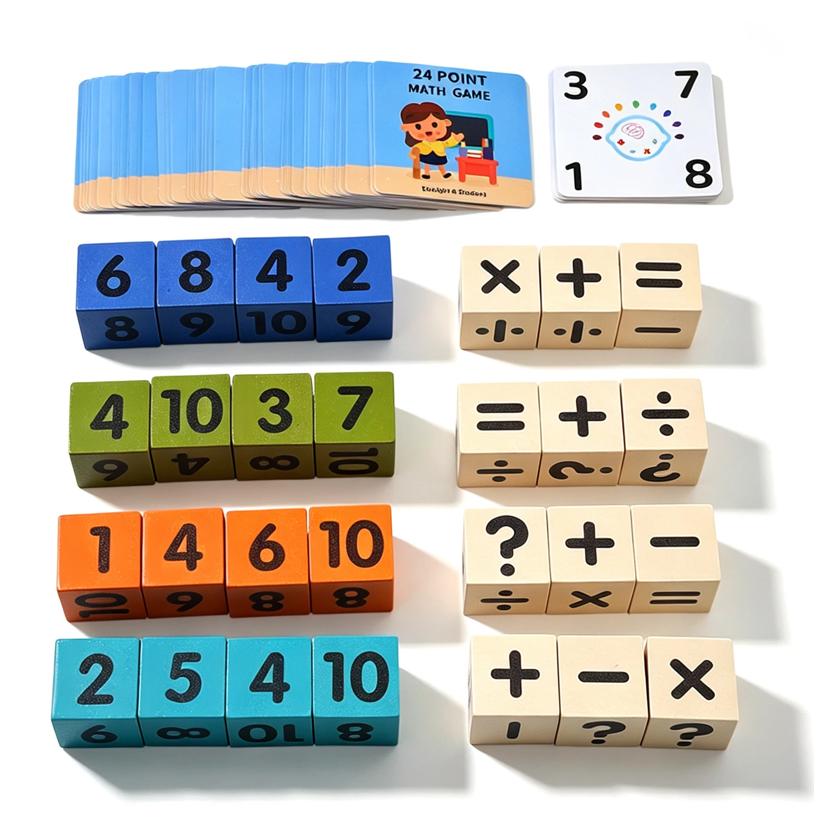 MQUDUO Kids STEM Math Educational Toy, 24 Point Number Cube Game with Addition Subtraction Multiplication Division Challenge