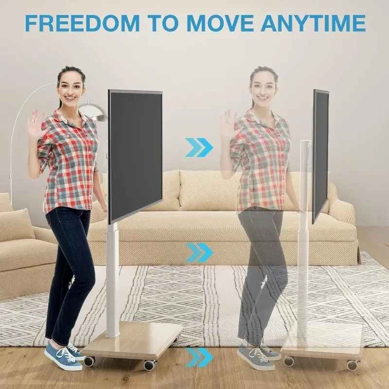 

Portable Floor TV Stand on Wheels for 32-70 Inch TVs, Tall Universal Rolling TV Stand with Swivel Mount, Elegant Lockable Mobile