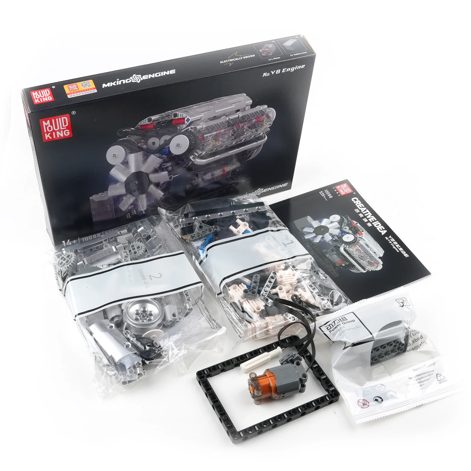MOULD KING 10088 V8 Engine Model Building Kit 1:8 Scale MOC Car Engine Block Set STEM Toy for Adult Kid Collector’s Display Gif