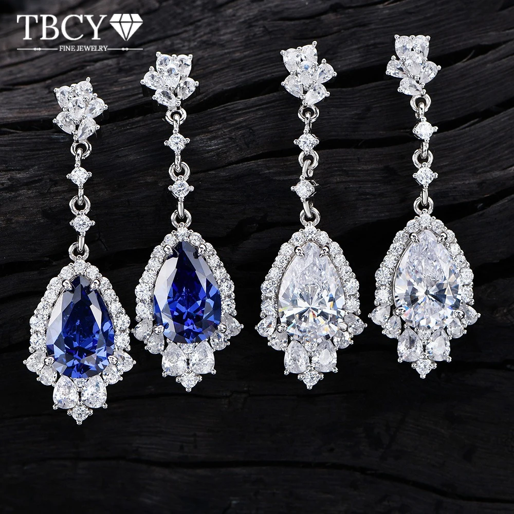 

TBCYD High Carbon Diamond Dark Blue Earrings For Men Women 925 Sterling Silver Hanging Earring Trendy Jewelry