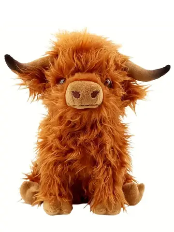 25cm Simulation Highland Cow Plush Animal Doll Soft Stuffed Highland Cow Plush Toy Kawaii Kids Baby Gifts Toy Home Room Decor