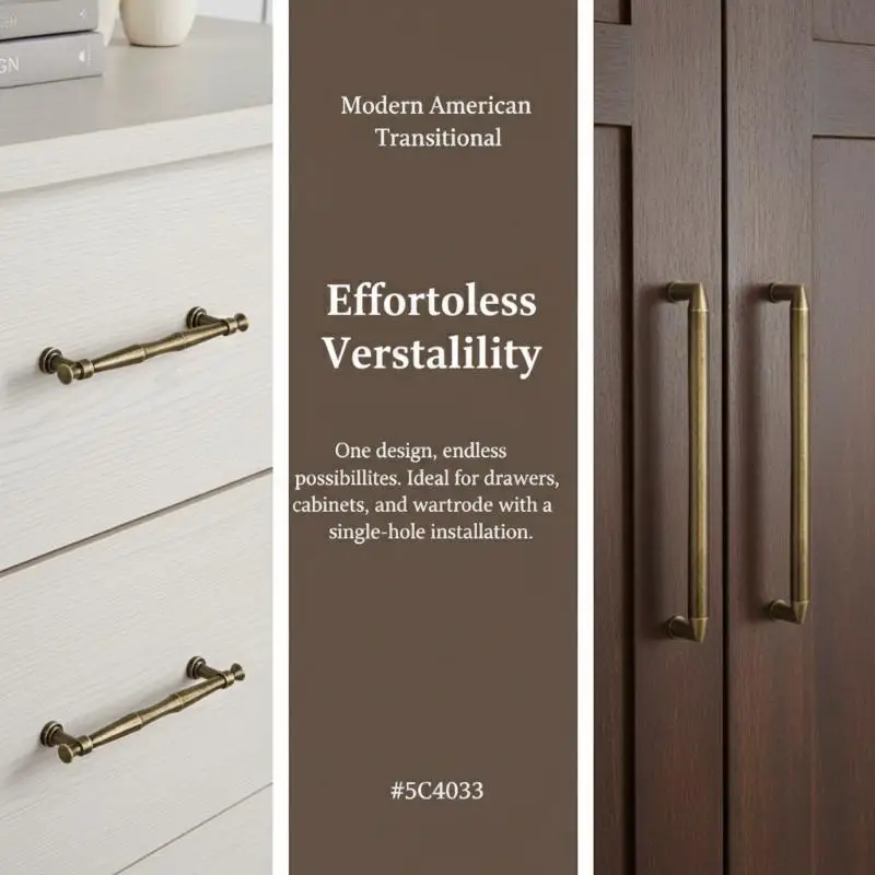 Enhance Your Rustic Space with Antique Brass Handles in Solid Zinc Alloy for Cabinets