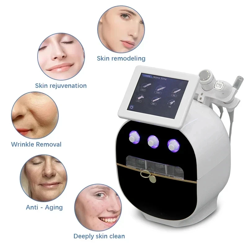 6 In 1 H2O2 Hydro Dermabrasion RF Lifting Spa Facial Hydro Facial Microdermabrasion Machine Bubble Washing Beauty Salon Machine