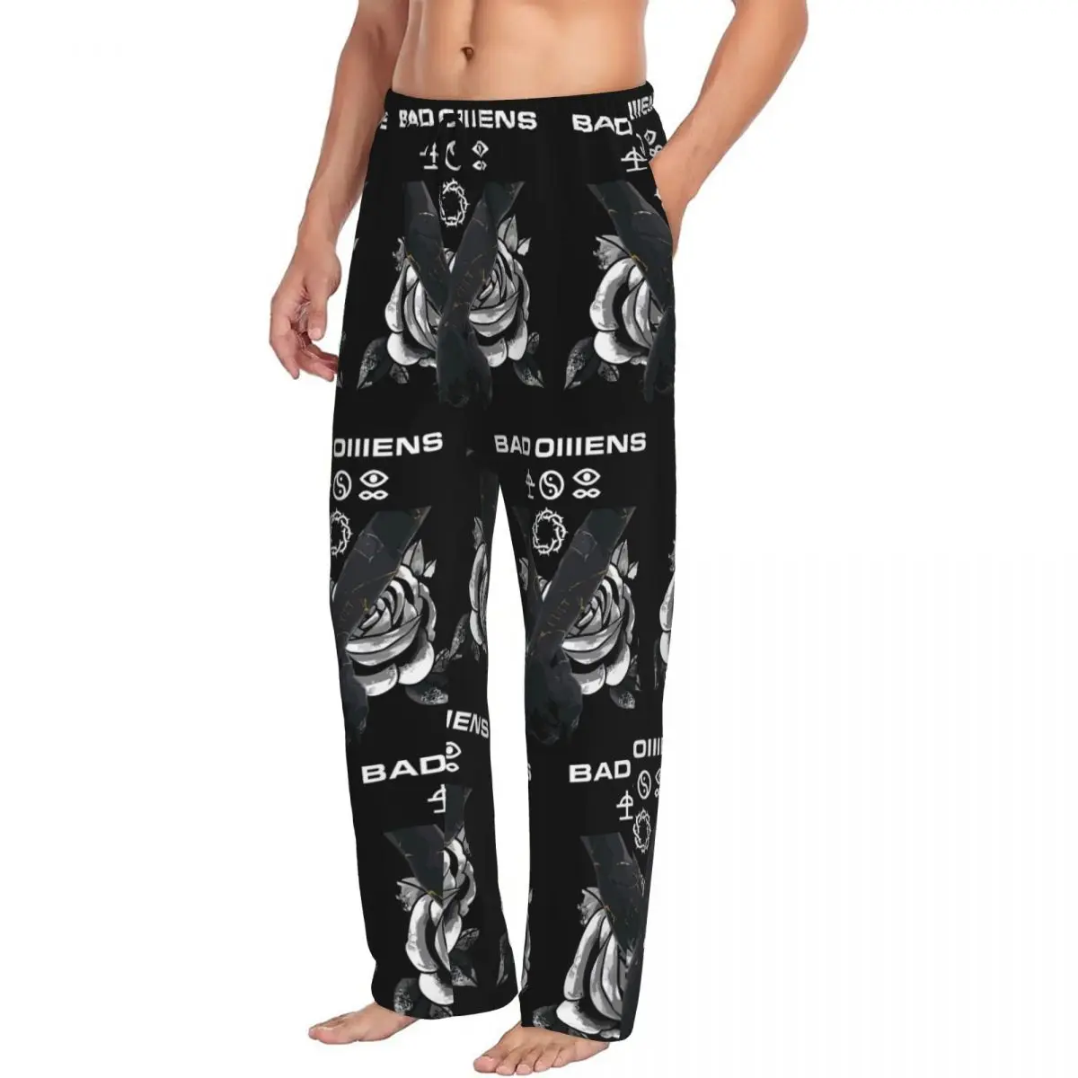 Calça de pijama personalizada da marca B-Bads O-OmenesRose, roupa de dormir masculina com cintura elástica e calças para dormir com bolsos