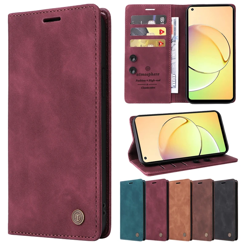 

Wallet Magnetic Leather Cover For OPPO A96 A95 A94 A77 A74 A57 A55 A54S Realme 10 9 Pro Plus C25y C25 Reno 6 Lite 5 Narzo 50 Pro