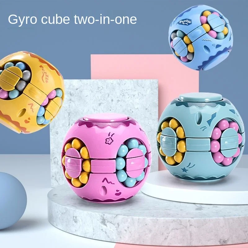 Magic Cube Sensory Toy Fidget Toy Finger Small Magic Bean Burger Cube Puzzle Intelligence Gyro Infinity Fingertip Rotating