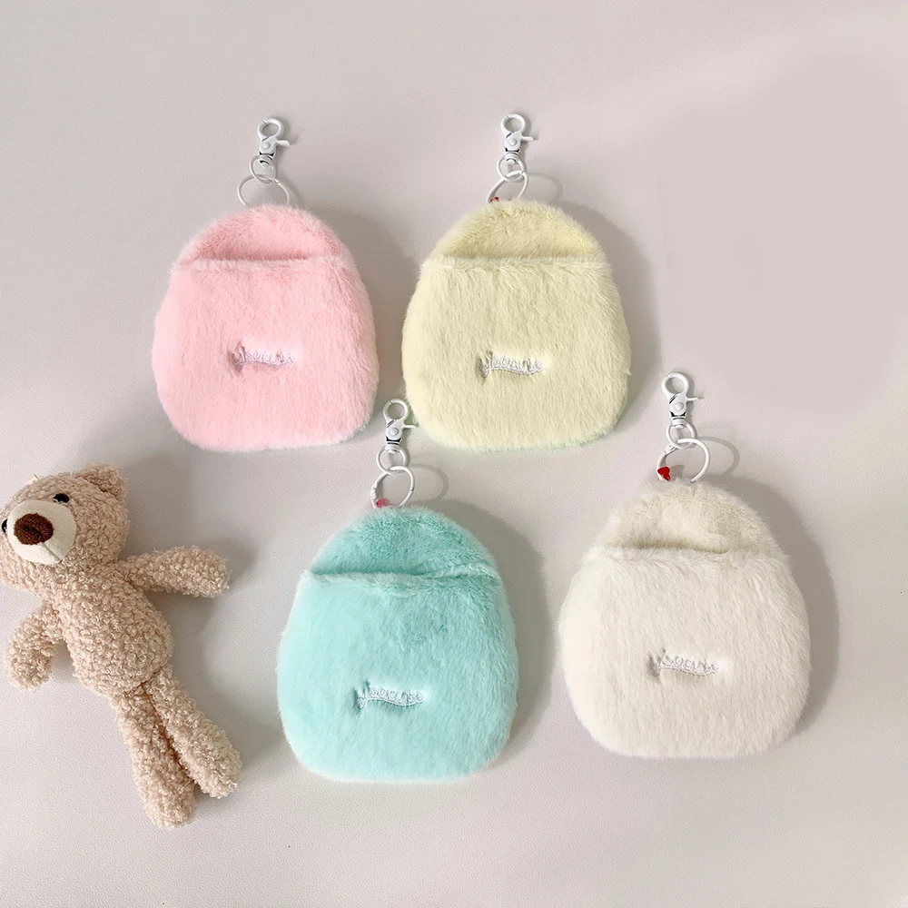 Cute Plush Photocard Holder 3 Inch Korean Idol Card Holder Postcards Storage Card Bag Keychain ID Bus Card Protector Case Sleeve