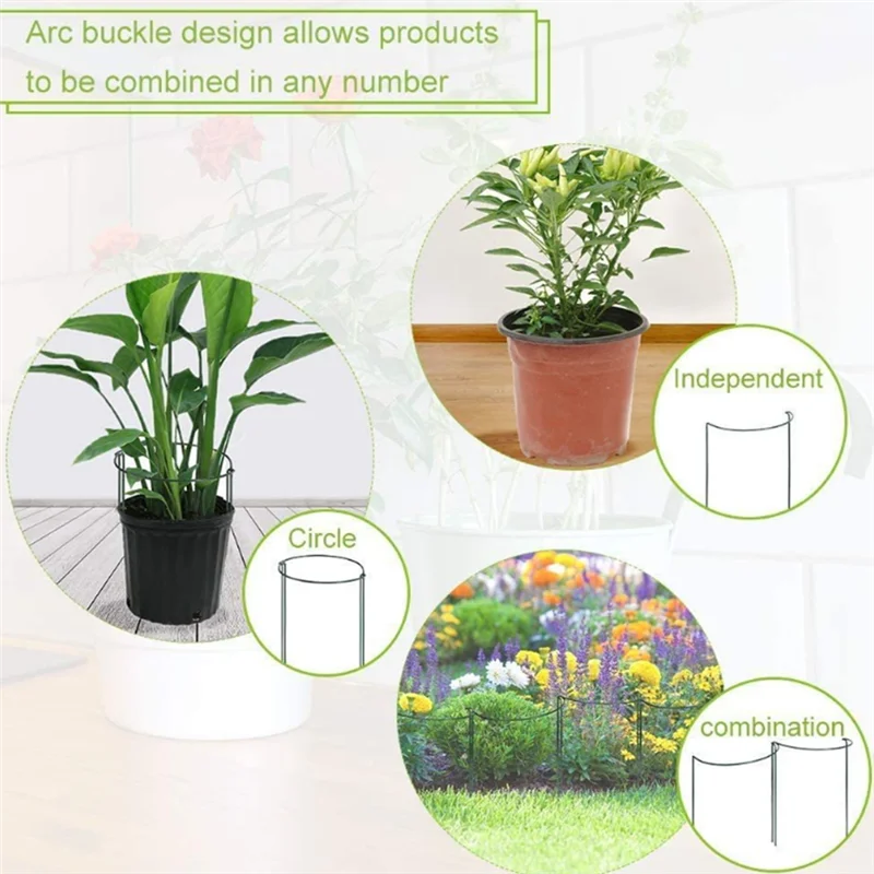 Heavy Duty Semi Circular Peony Plant Support Ring, Interlocking Garden Flower Stake Cage Holder For Stem Protection