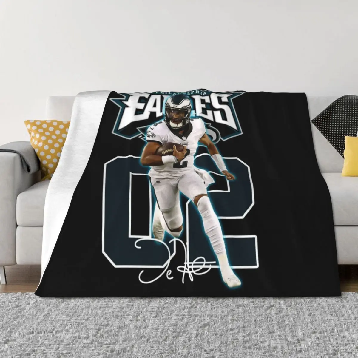 

Jalen Hurts Football Signature Vintage Retro 80s 90s Rap Style Perfect Gift For Football Lovers Throw Blanket Vintage Blankets