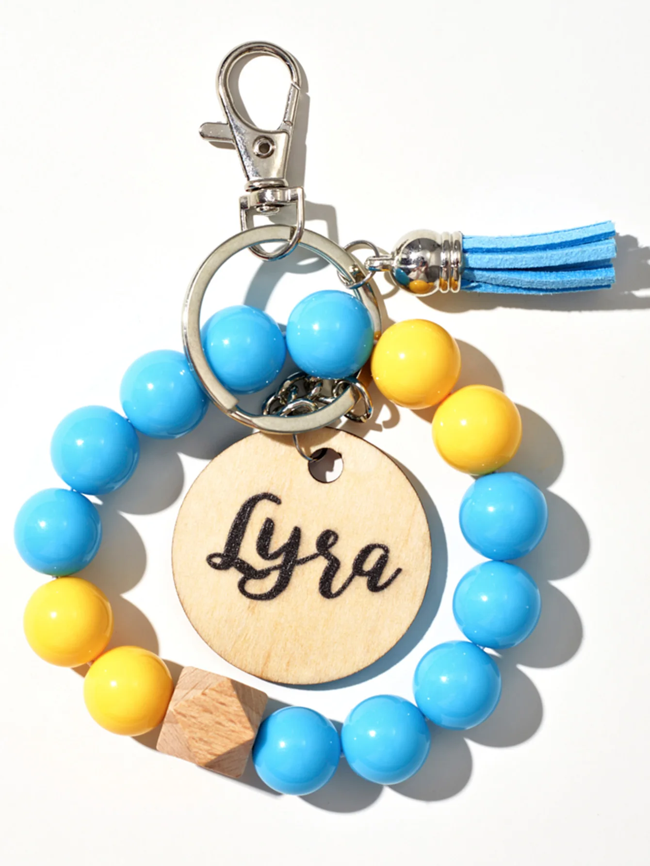 1 قطعة سلسلة المفاتيح مطرزة مخصصة-شخصية اسم اللؤلؤ الصلب محفورة بالليزر متعدد الألوان شرابة مريحة هدايا فريدة الاستخدام اليومي #5