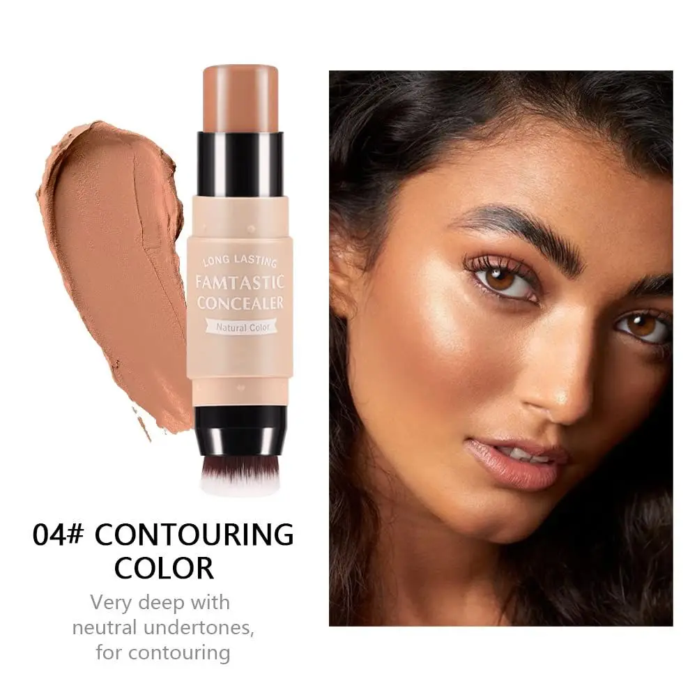 Stick Quick-Fix Smoother Moisturizing Concealer Highlighter Stick Double Head with Brush Contour Neutral Makeup