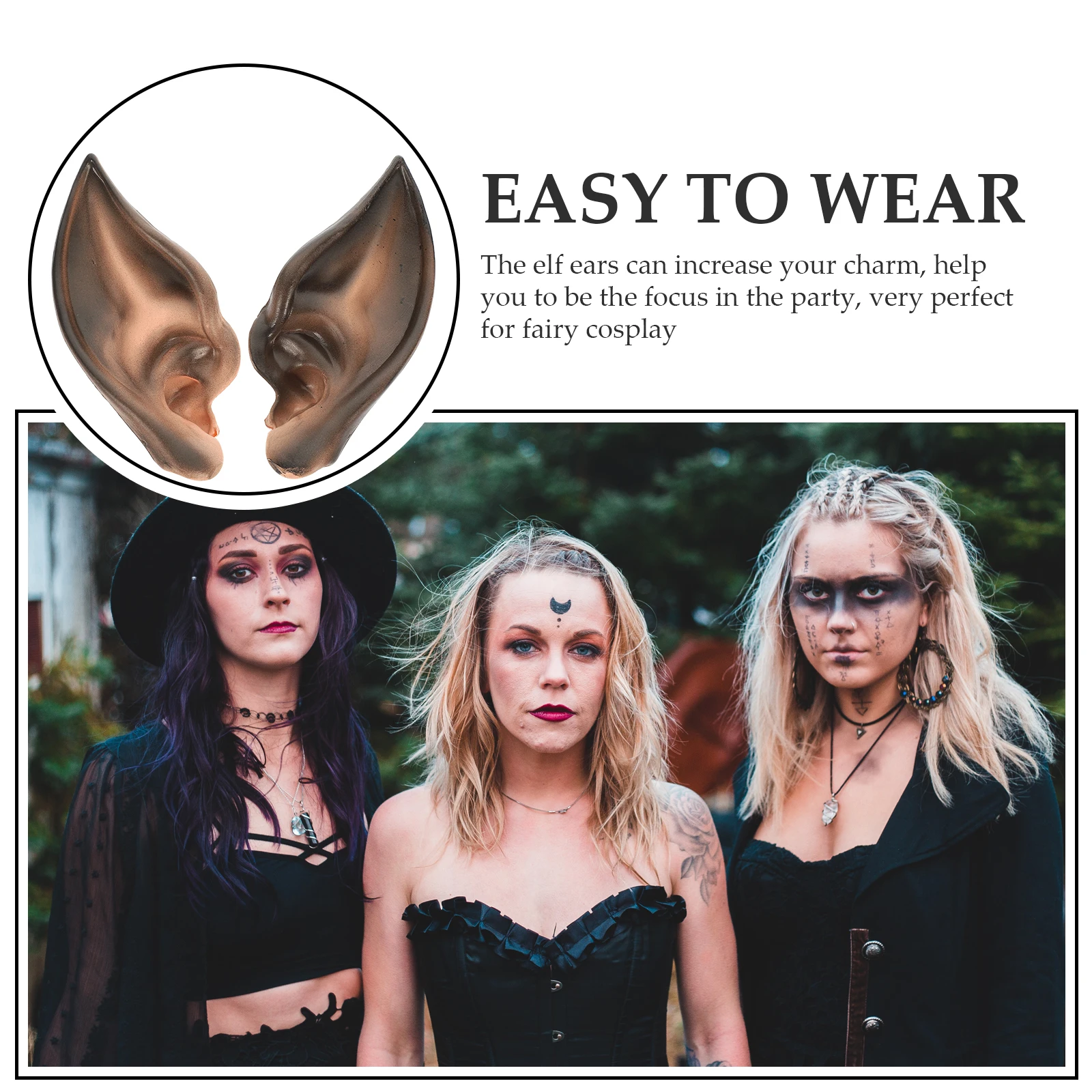 

Halloween Fairy Ears Props Red Cosplay Costume Accessory Halloween Cosplay Elf Ear Party Masquerade Carnival Witch Demon Decor