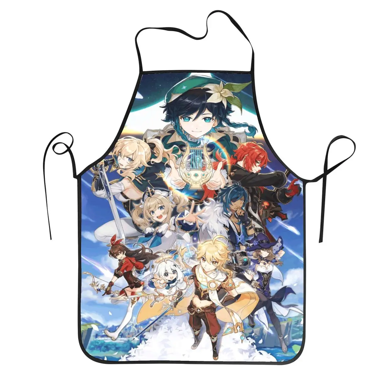 Genshin Impact Anime Game Aprons Chef Baking Tablier Sleeveless Bib Kitchen Cleaning Pinafore for Women Men Gardening