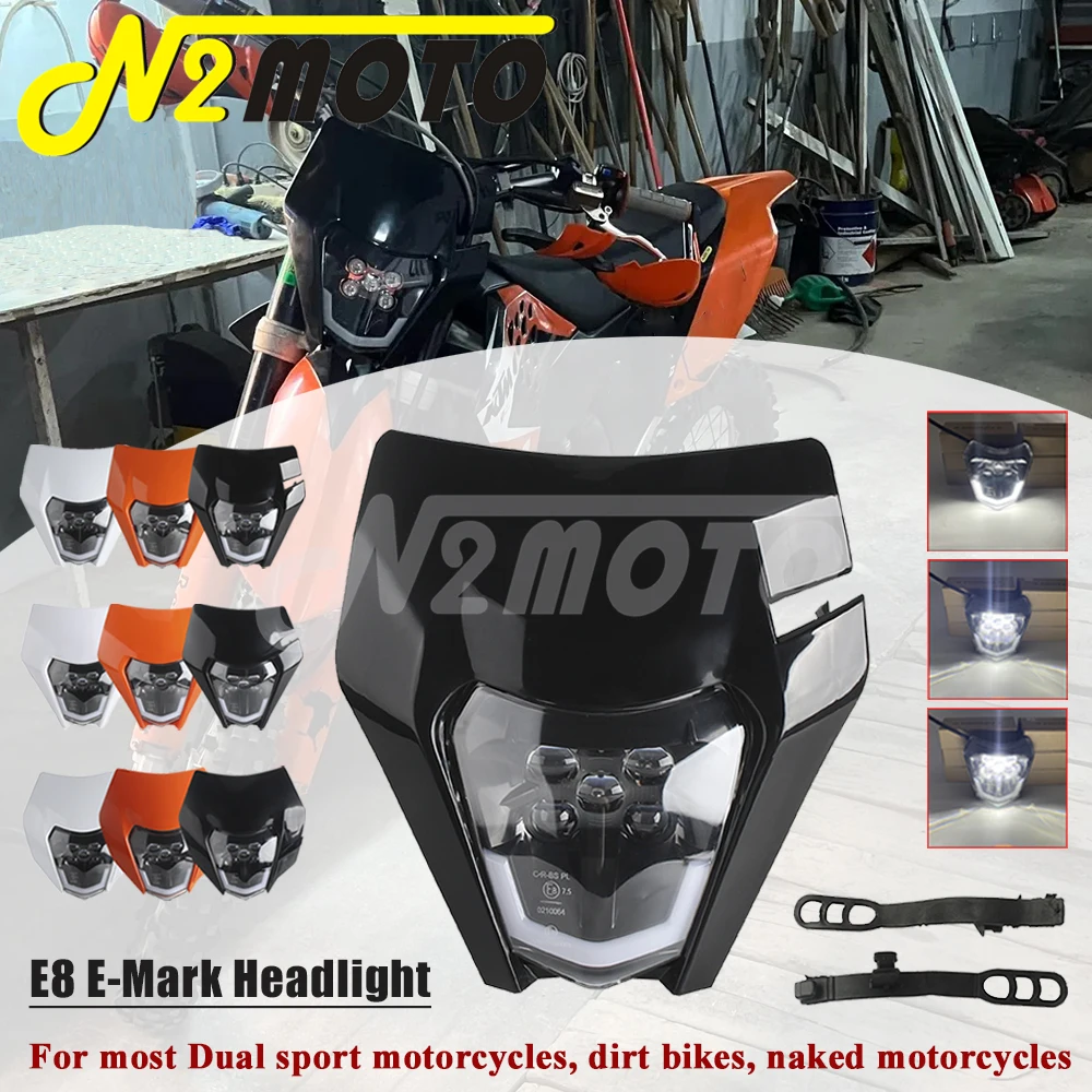 Dirt Bike Motocross Headlight Mask E8 LED Headlamp For KTM 690 SMC R EXC XCW XC-W EXC-F 300 350 450 500 FC FE FX TE TC 125 250