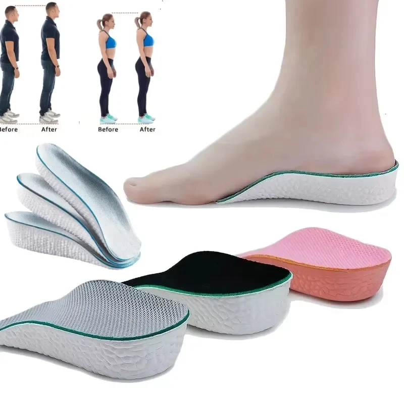 1/2/4pairs Height Increase Insoles for Men Women Shoes Flat Feet Arch Support Insoles Sneakers Heel Lift Memory Foam Shoe Pads