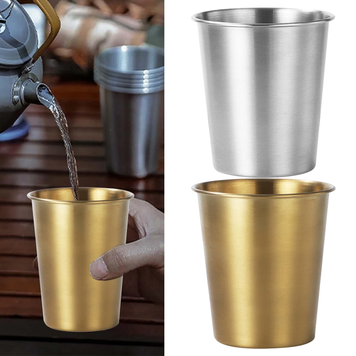 

4 PCS 350ml Stainless Steel Beer Cup Drinking Mug For Camping Party Coffee Whisky Travel Camping Mugs Drinking Tea Mug