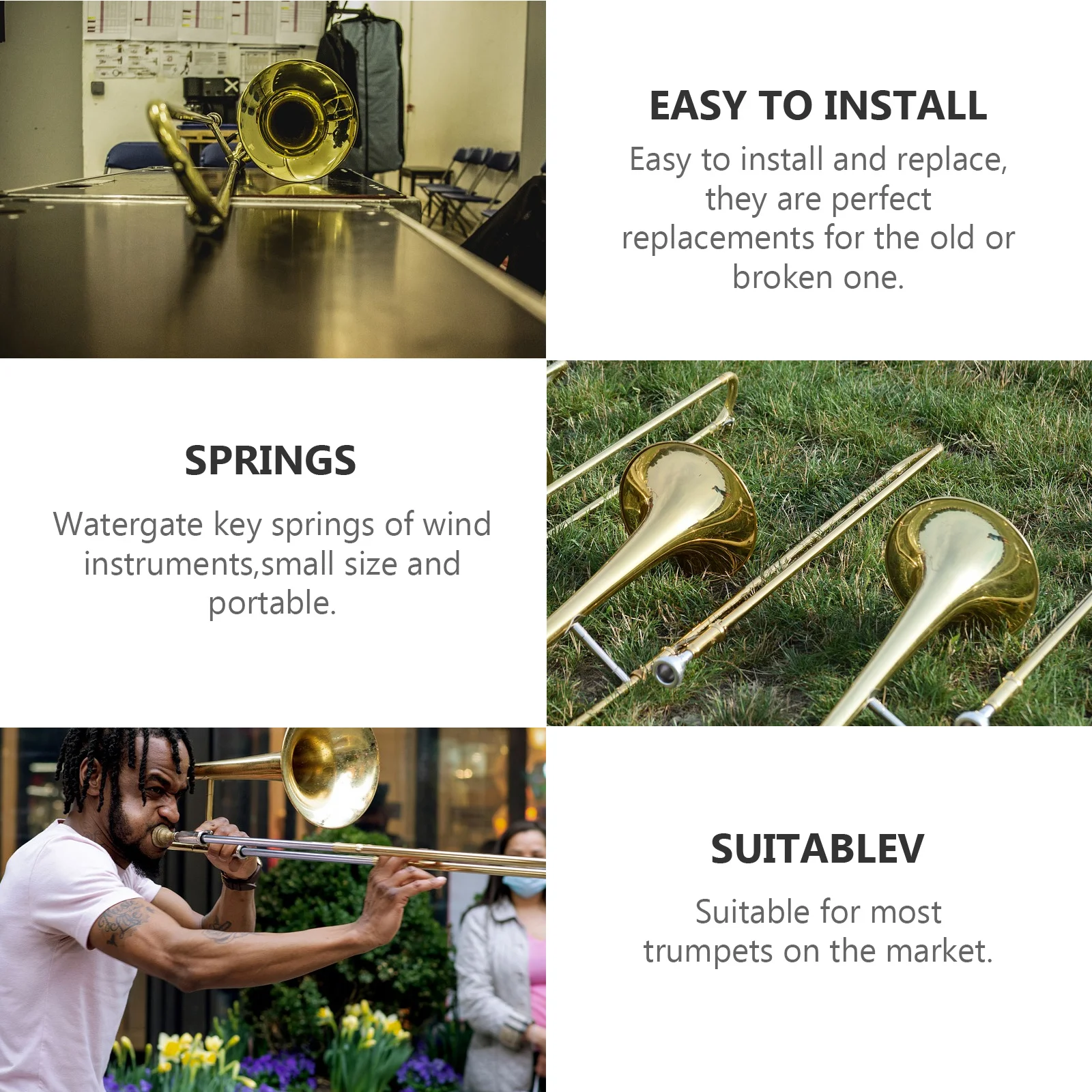 

10Pcs Trumpet Watergate Key Springs Durable Iron Material Easy Install Replacement for Trumpet Draining Springs Accessories