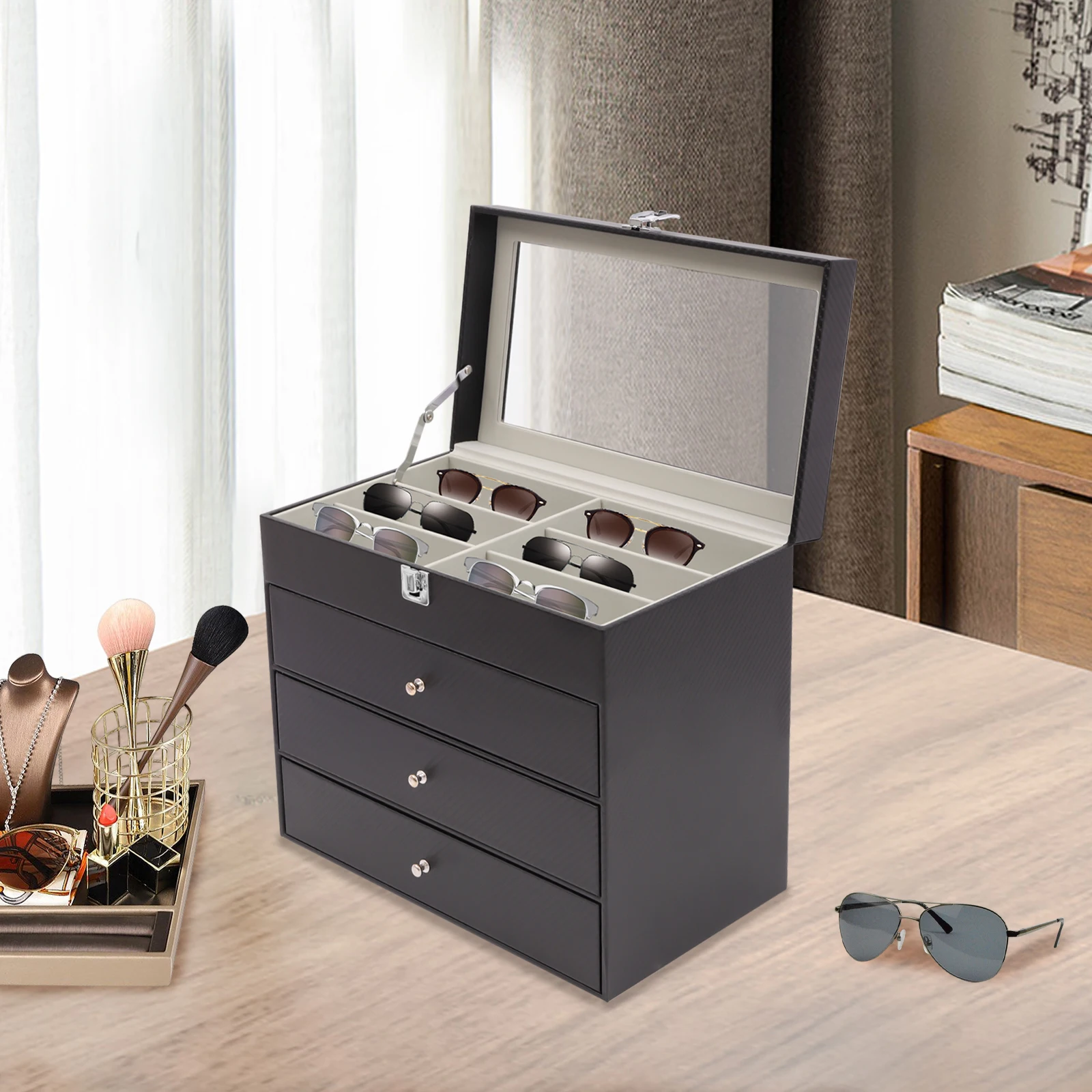 Customizable Eyeglasses Storage Box Sunglass Watches Jewelry Display Case