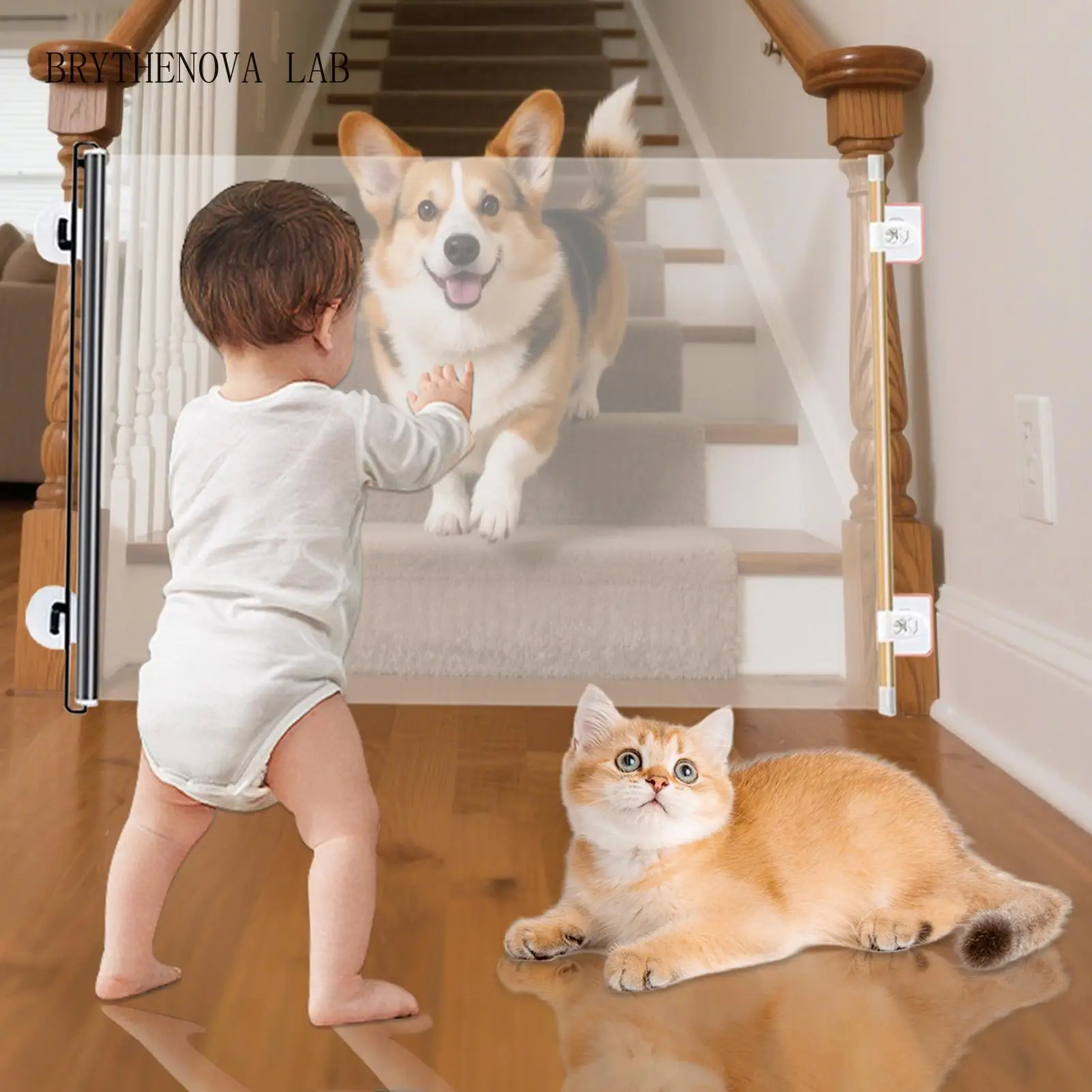 Retractable Gate Portable Retractable Baby Gates Screen Blocker Barrier Expandable Folding Divider for Puppy Toddler Outdoor