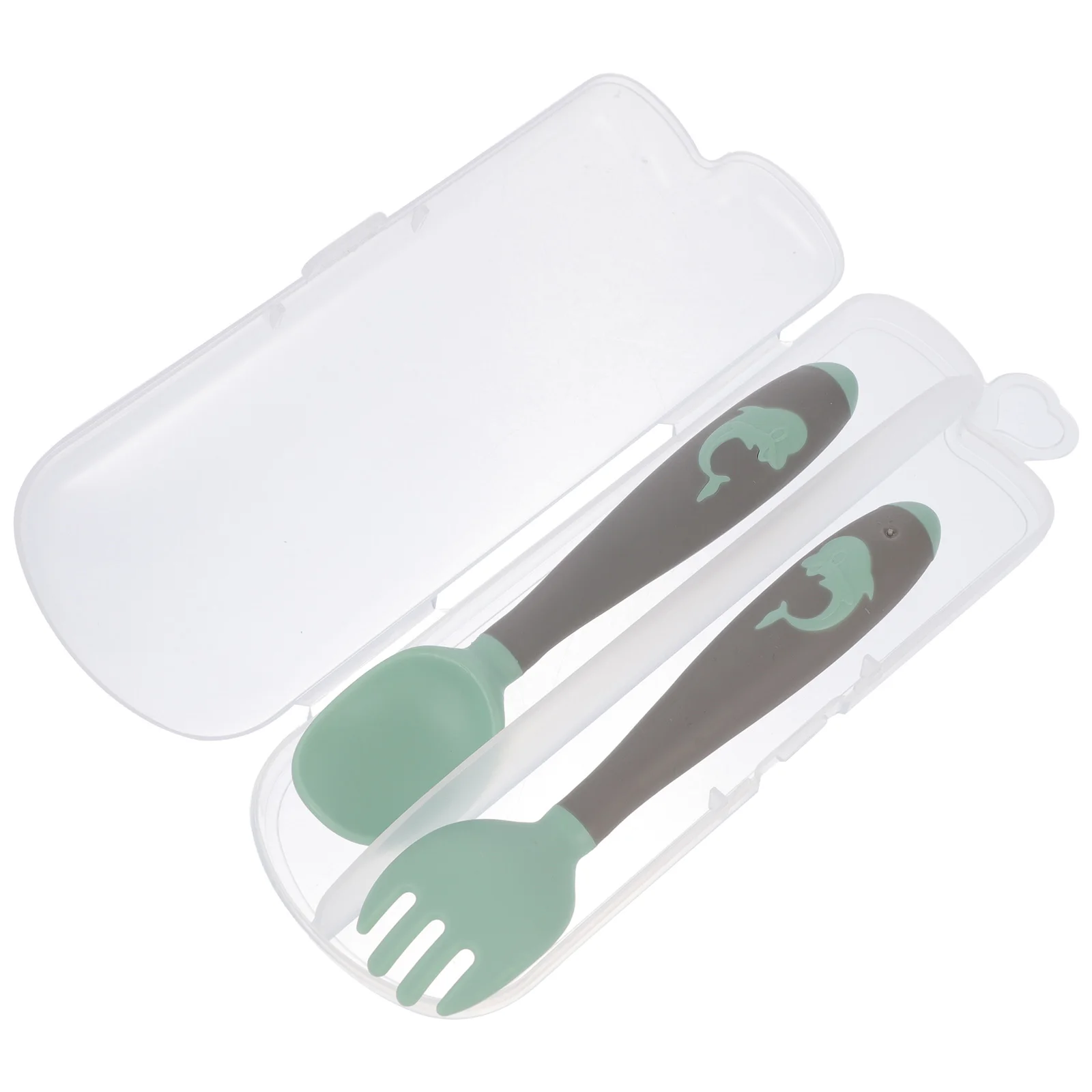 1 conjunto de garfo colher do bebê conjunto grau alimentício material seguro fácil aperto para treinamento alimentação dobra talheres ferramenta refeição crianças