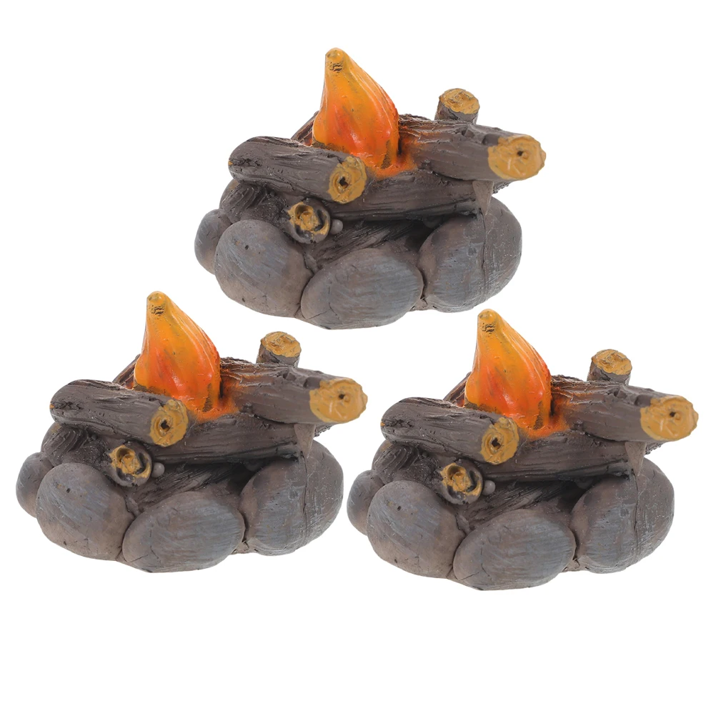 

3 Pcs Fairy Elf Succulent Miniature Landscaping Decor Dollhouse Bonfire Model Outdoor Brown Iron Plant Pot Craft Gift