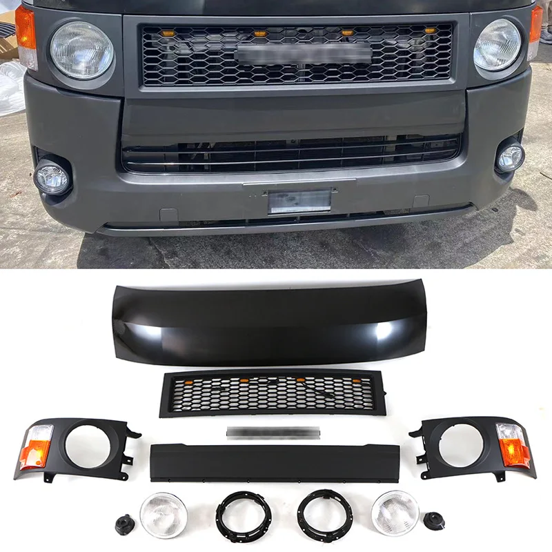 

Applicable for Toyota Hiace 2001-2010/2011-2015/2016-2018 Models Front Grille Engine Cover Headlight