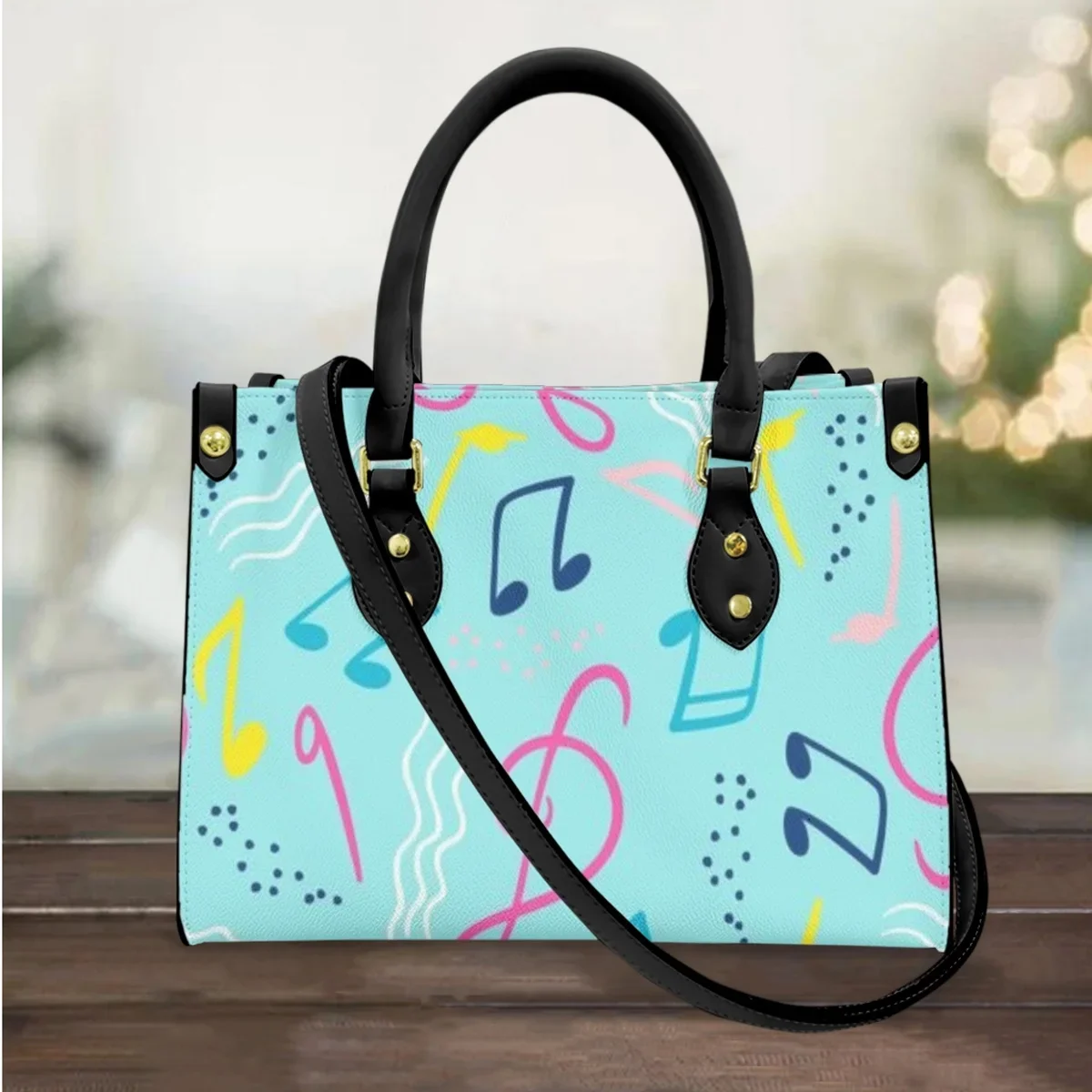 Music Brand Design Long Shoulder Strap Handbag Retro Pu Leather Large Capacity Totes Daily Street Shopping Cross Body Bags Women