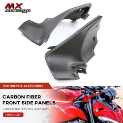 100% Carbon Fiber Dashboard Side Panels Front Spoiler For DUCATI Streetfighter V2 2022 2023 Motorcycle Accessories Fairing Kit