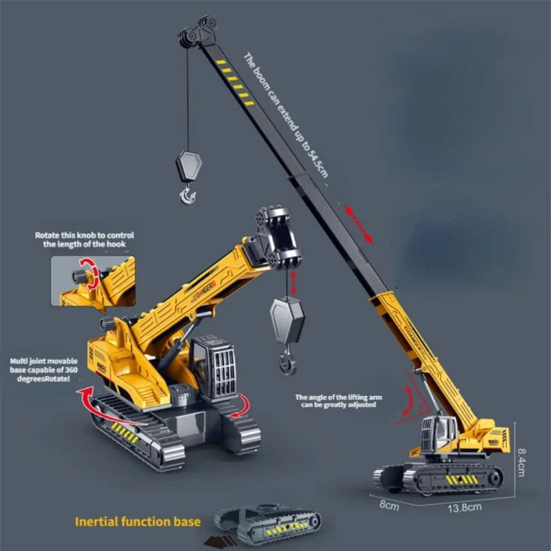 1PC Heavy Truck Mounted Crane Car Toy Simulation of Inertial Crane Engineering Vehicle Model Room Decoration