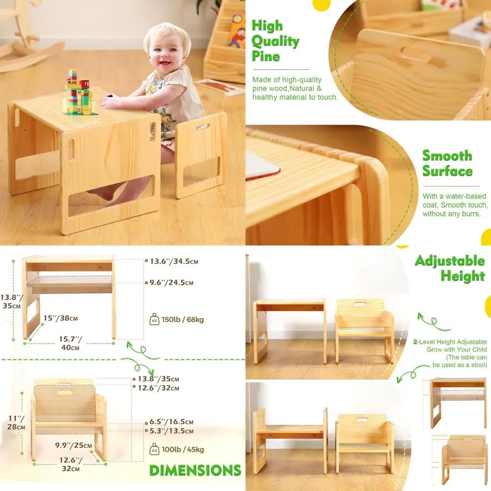 

Регулируемый по высоте стол и стулья для малышей 1-3 лет, дизайн «куб», простая сборка, сертификат CPC