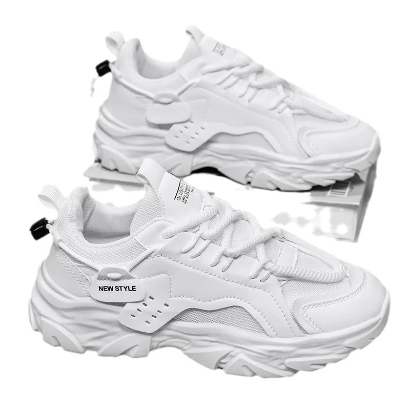 Men's Breathable Mesh Dad Sneakers 2026 New Thick Sole Height Increasing Work Sety Casual Daily Streetwear Footwear 2 Colors
