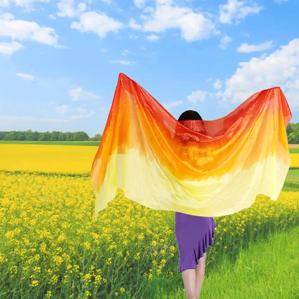 Тюрбан-хиджабы с градиентом цвета, вуаль для танца живота, легкая текстура, длинный танцевальный шарф, женский шарф