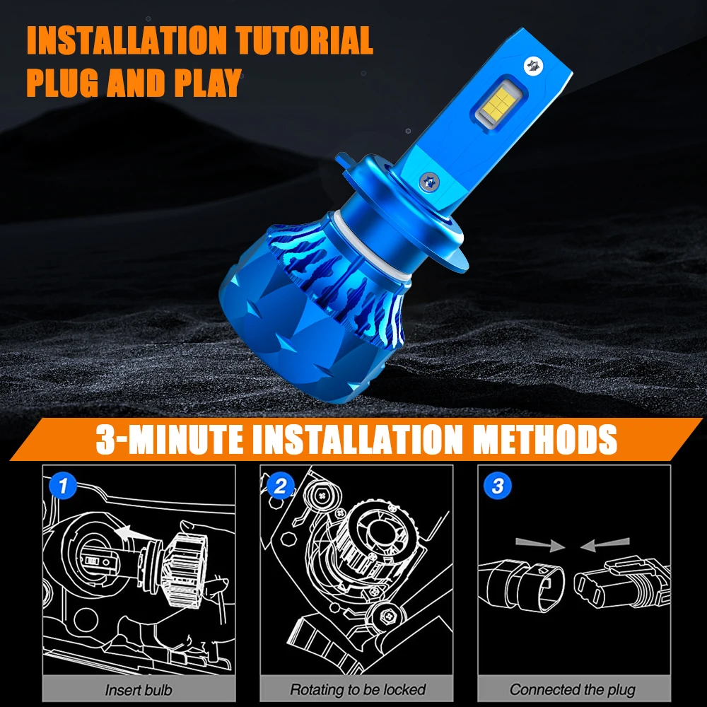 AKE 2 PCS 230000lm 110 W Lâmpada LED para farol de carro, 6000 K 1:1 Canbus Light, H7 H4 H1 H11 9005 9006 9012 Farol CSP Chip Auto Lamp