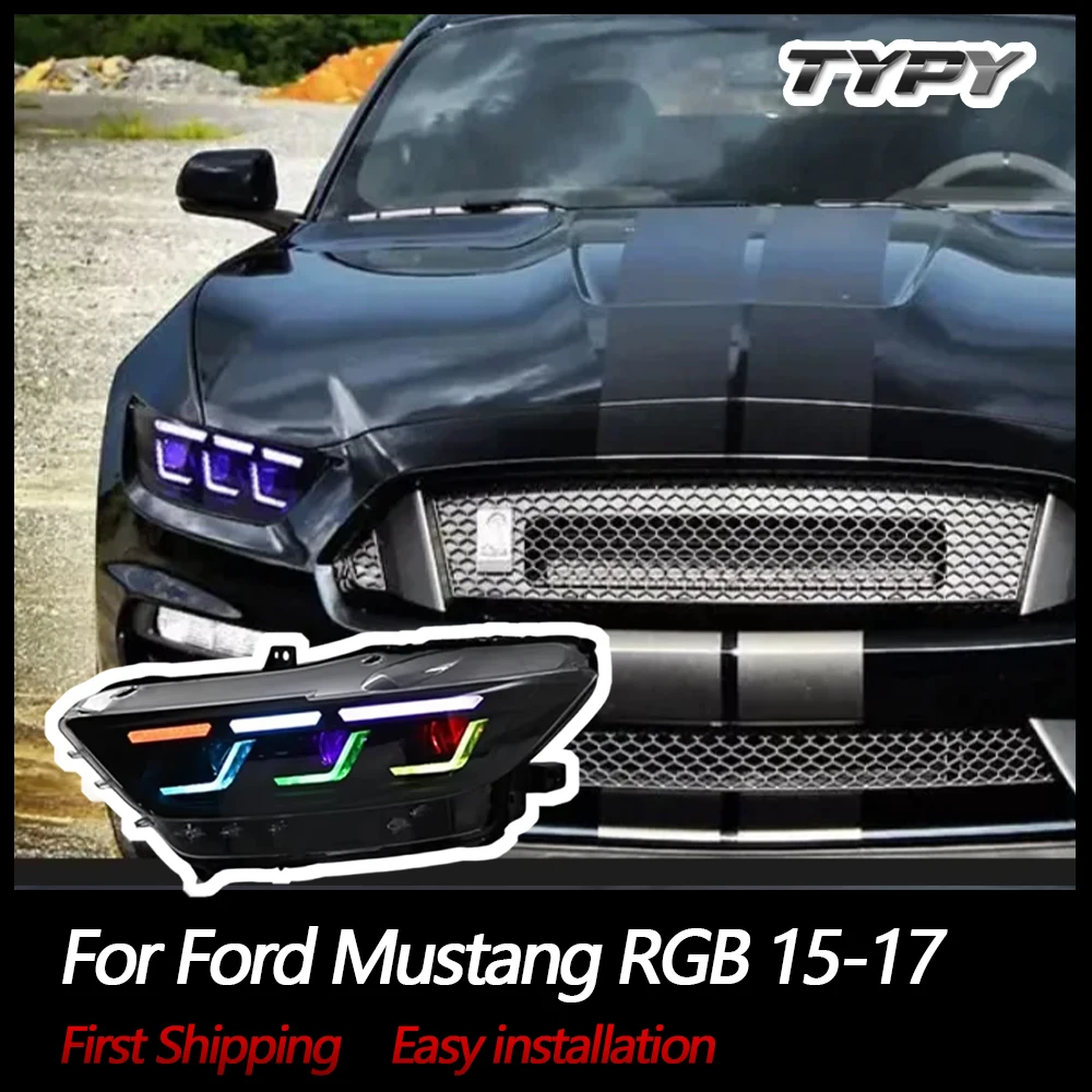 

TYPY Car Lights For Ford Mustang RGB 2015-2017 Headlight LED Projetor head Lamp Daytime Running Light Automotive Accessories
