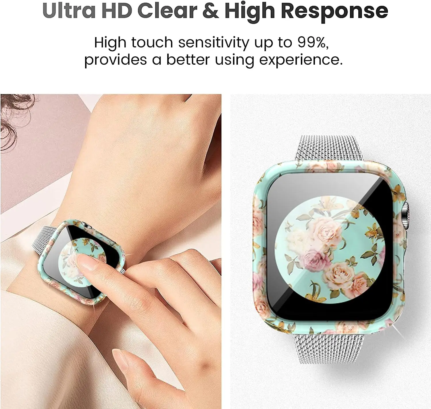 Glass+Case for Apple Watch 45 41 44 40mm 42mm 38mm,Full Cover Hard PC Bumper Protective Frame for iWatch Series 9/8/7/SE/6/5/4/3